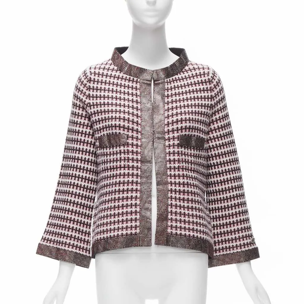 Chanel Crystal Trim Cardigan Pink Cashmere Never worn - Front View