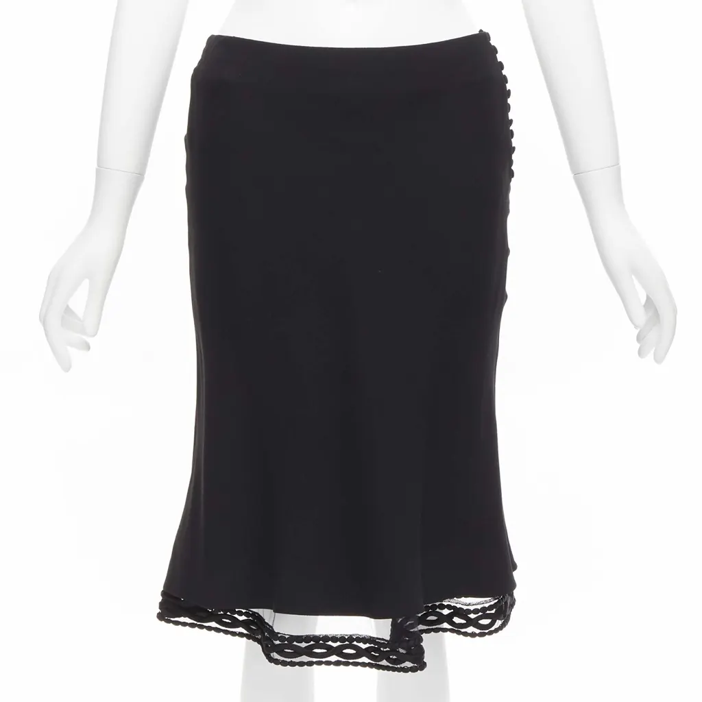 Dior Lace Trim Skirt Black Polyester Never worn - Front View