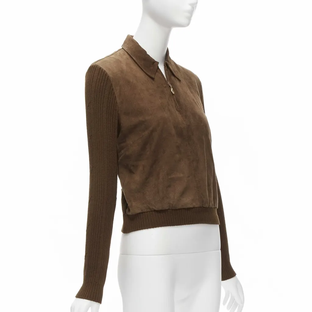 Dior Cannage Stitch Sweater Brown Suede Good - Inside View
