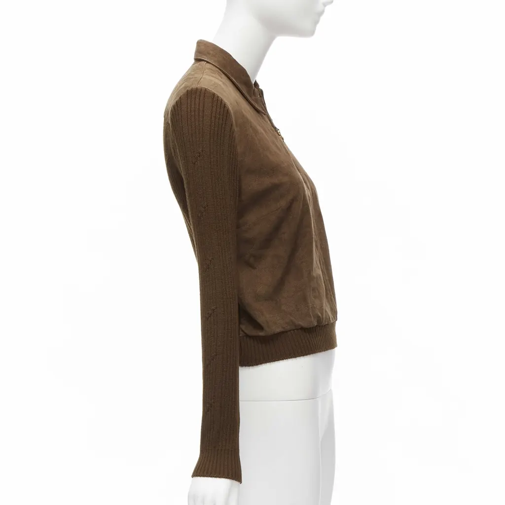 Dior Cannage Stitch Sweater Brown Suede Good - Model View