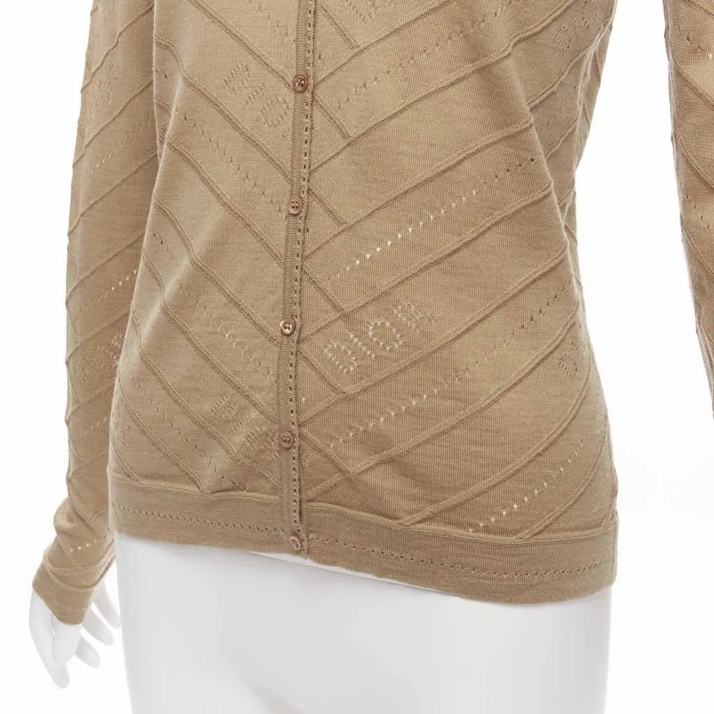 Dior Logo Knit Cardigan Beige Wool Never worn - Back View