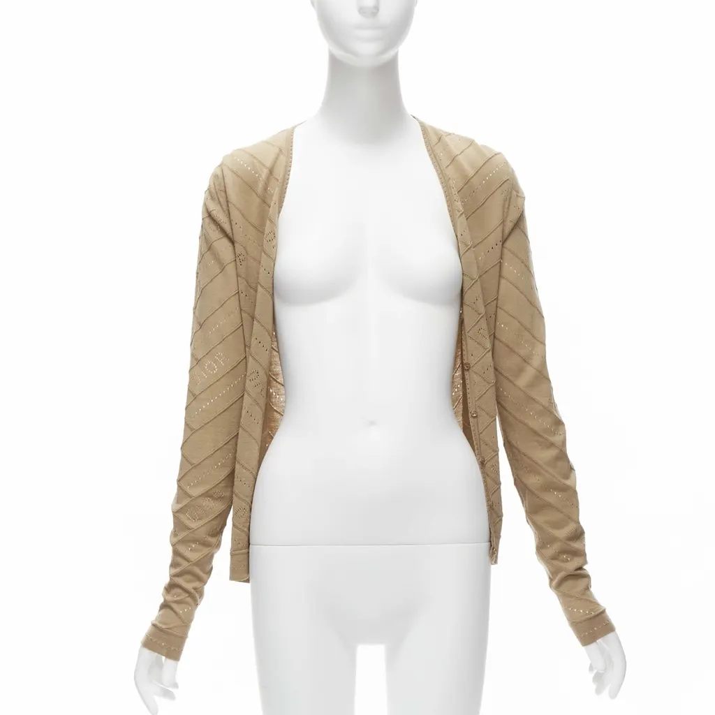 Dior Logo Knit Cardigan Beige Wool Never worn - Inside View
