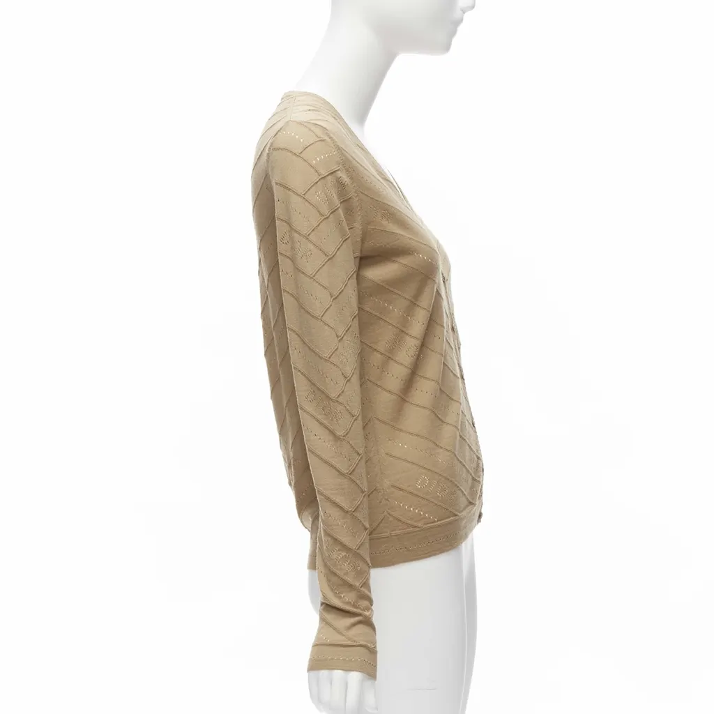 Dior Logo Knit Cardigan Beige Wool Never worn - Box View