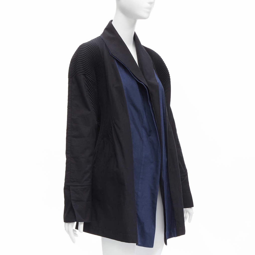 Issey Miyake Blue Pleated Coat - 4