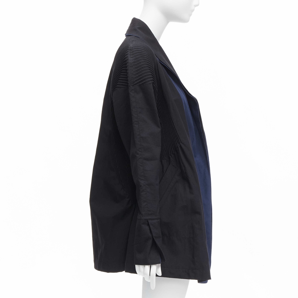 Issey Miyake Blue Pleated Coat - Side view