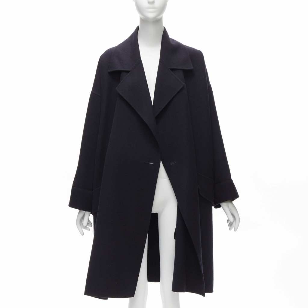 Issey Miyake Navy Cocoon Coat