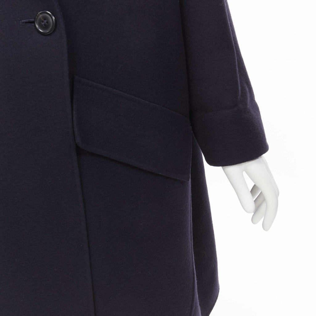 Issey Miyake Navy Cocoon Coat - Back view