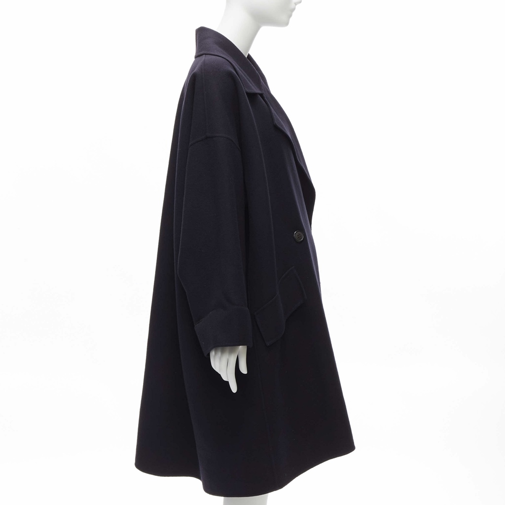 Issey Miyake Navy Cocoon Coat - Side view