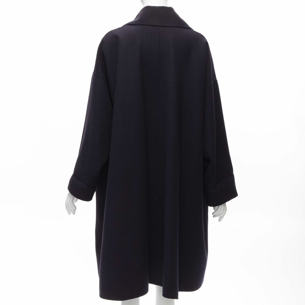 Issey Miyake Navy Cocoon Coat - Detail 1