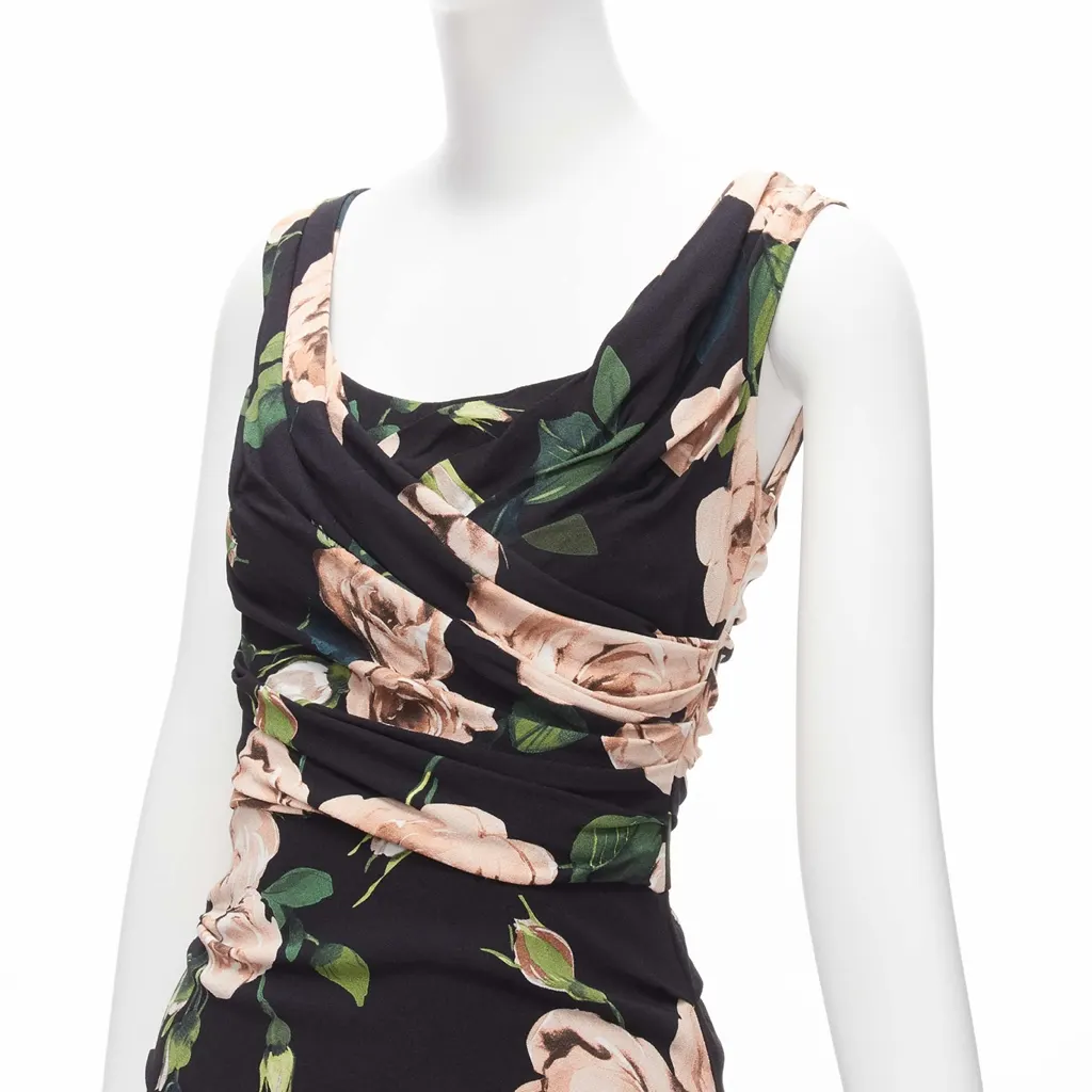 Dolce & Gabbana Rose Silk Dress Black Viscose Very good - Back View
