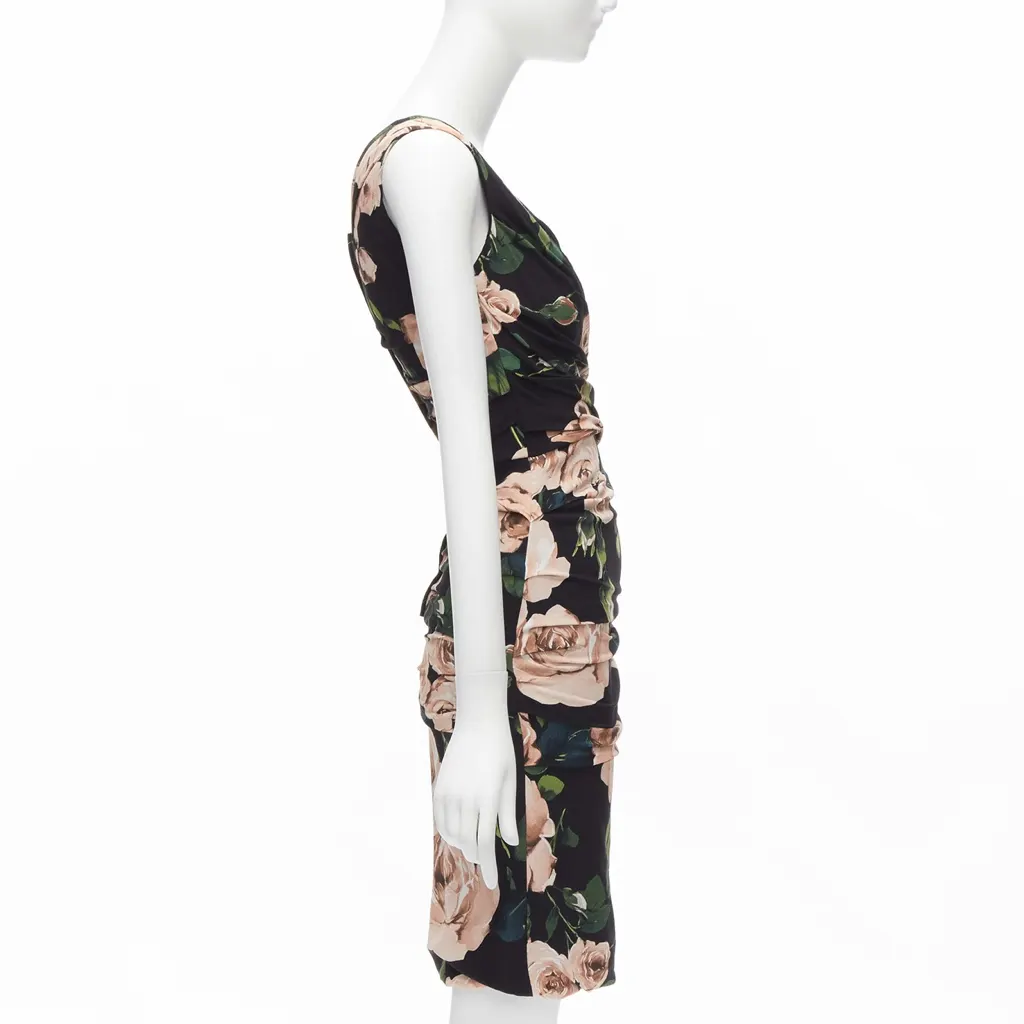Dolce & Gabbana Rose Silk Dress Black Viscose Very good - Model View