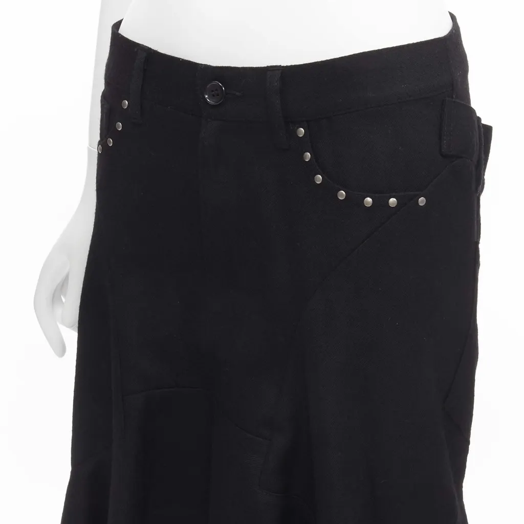 Junya Watanabe Polka Dot Skirt Black Wool Never worn - Back View