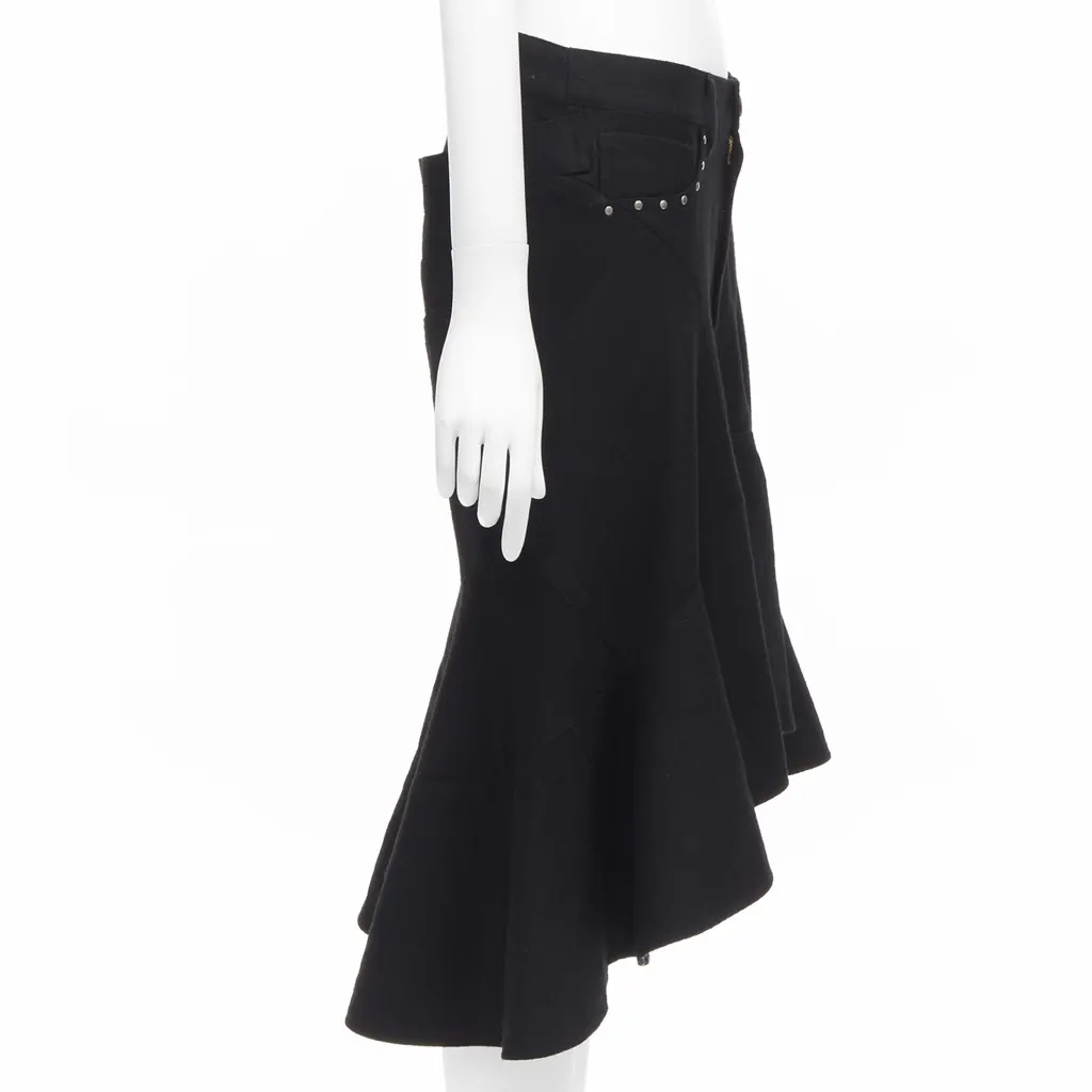 Junya Watanabe Polka Dot Skirt Black Wool Never worn - Model View