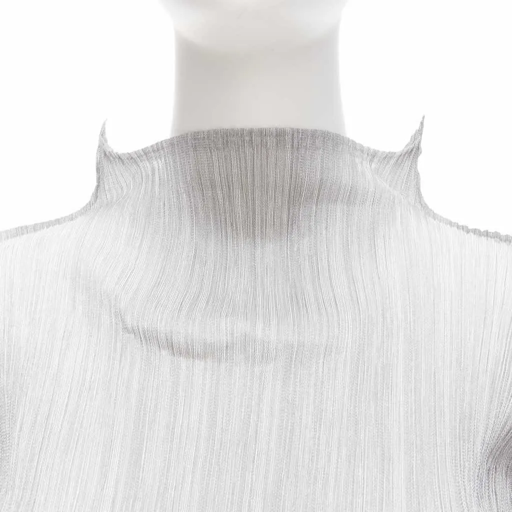 Issey Miyake Spike Pleats Top Silver Polyester Never worn - Back View