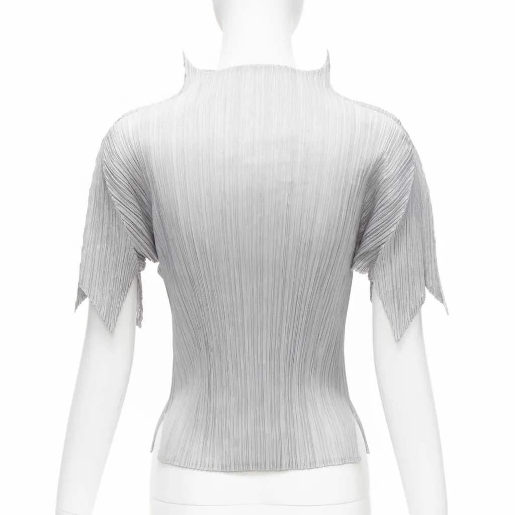 Issey Miyake Spike Pleats Top Silver Polyester Never worn - Box View