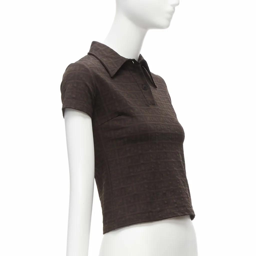 Fendi Zucca Polo Top Brown Polyamide Very good - Inside View