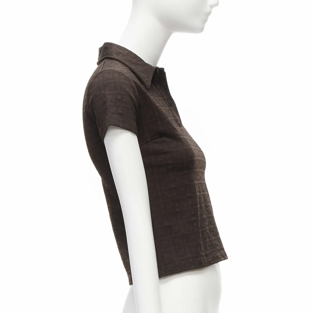 Fendi Zucca Polo Top Brown Polyamide Very good - Model View