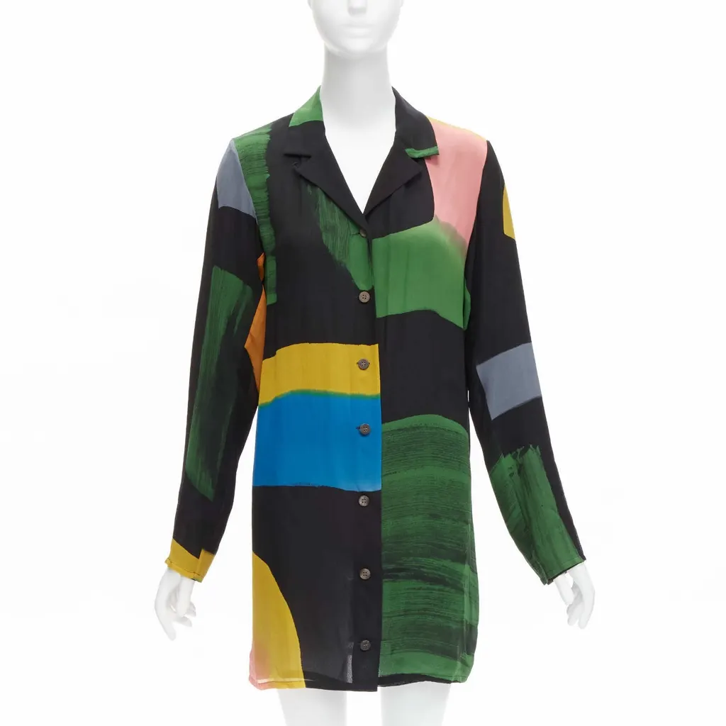Issey Miyake Brush Print Shirt MultiColor Silk Never worn - Front View