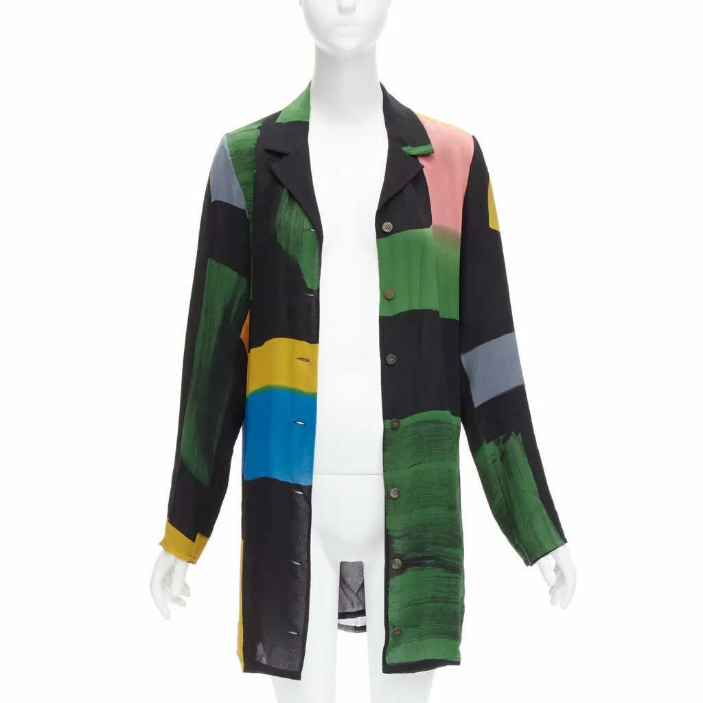 Issey Miyake Brush Print Shirt MultiColor Silk Never worn - Inside View