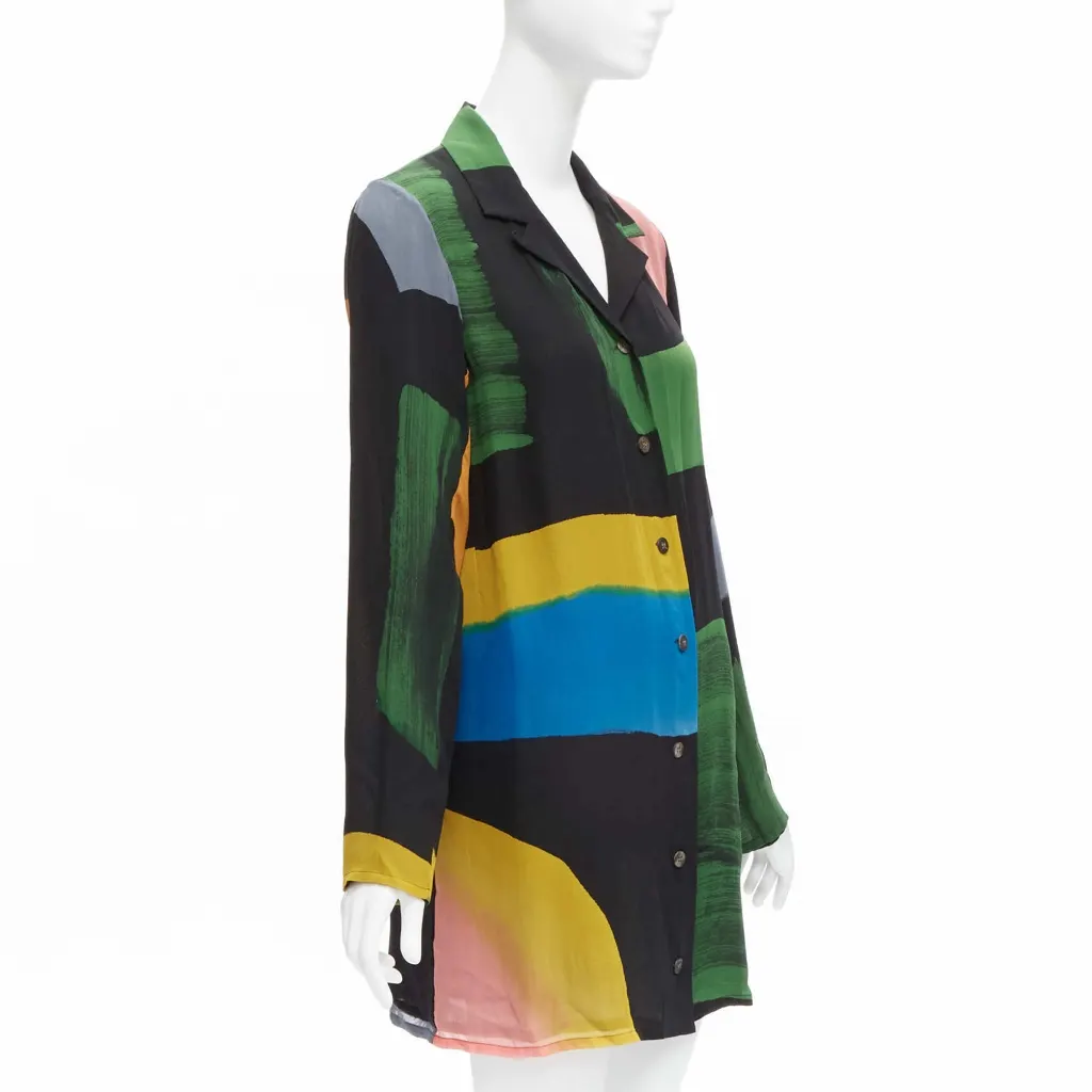 Issey Miyake Brush Print Shirt MultiColor Silk Never worn - Model View
