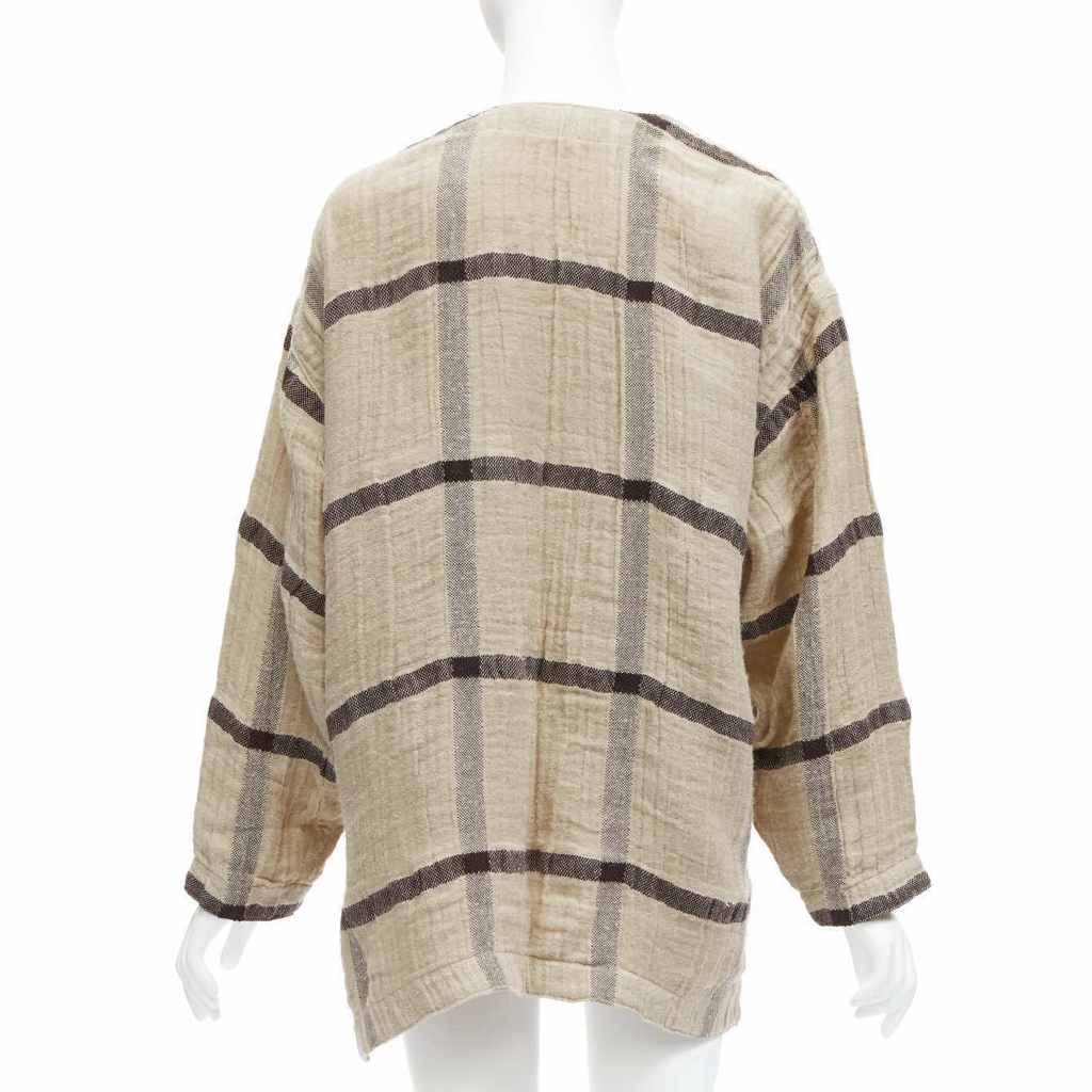 Issey Miyake Beige Crinkle Coat - Side view