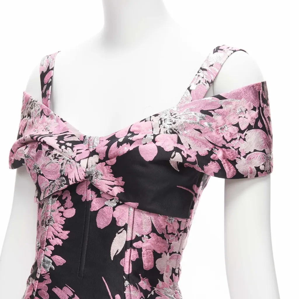 Dolce & Gabbana Floral Corsetted Dress Black Polyester Very good - Back View