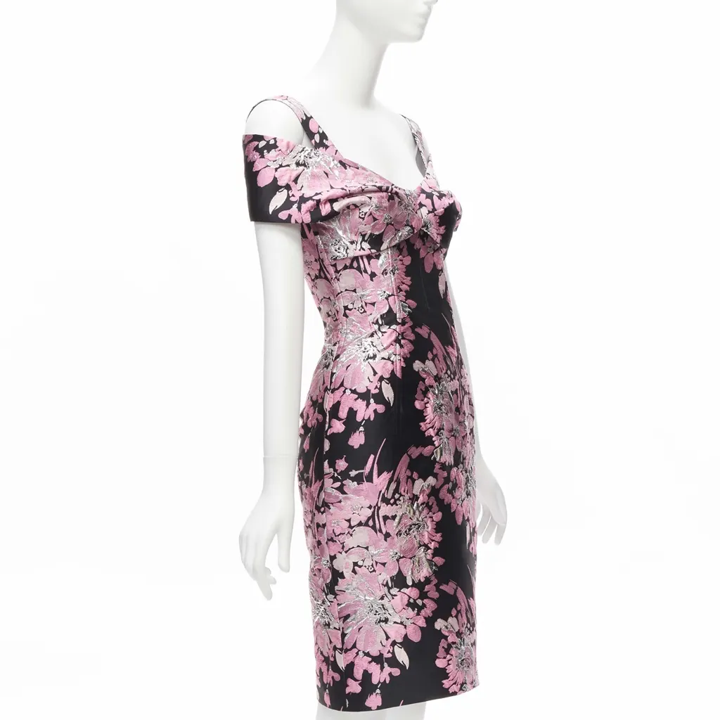 Dolce & Gabbana Floral Corsetted Dress Black Polyester Very good - Inside View