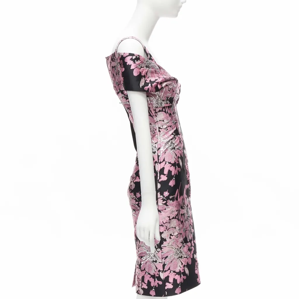 Dolce & Gabbana Floral Corsetted Dress Black Polyester Very good - Model View