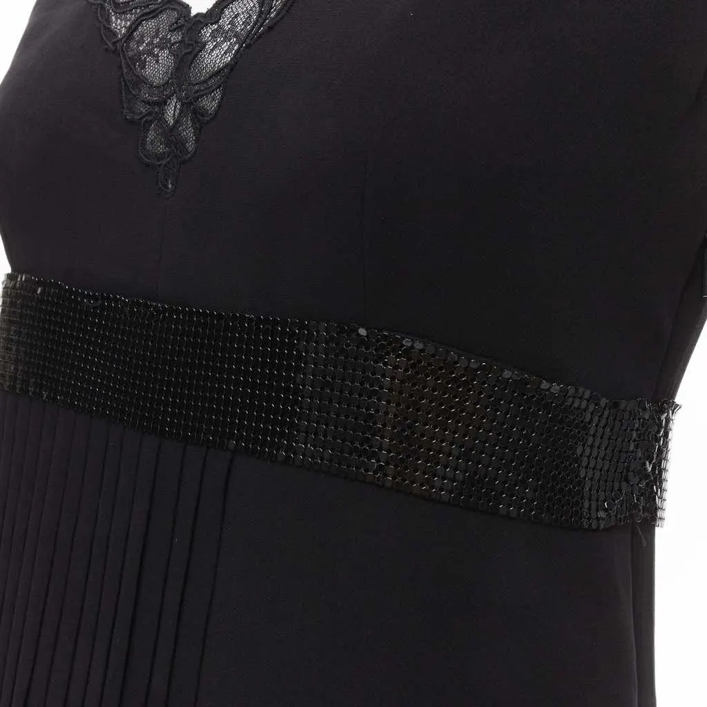 Versace Chainmail Trim Dress Black Silk Never worn - Back View