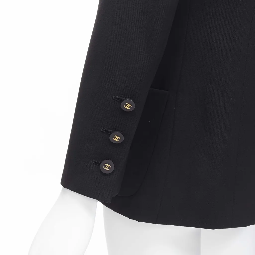 Chanel Black Monogram Blazer Black Wool Very good - Back View