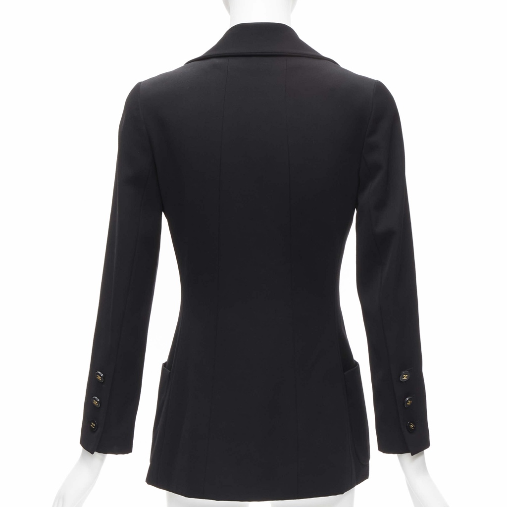 Chanel Black Monogram Blazer - Side view