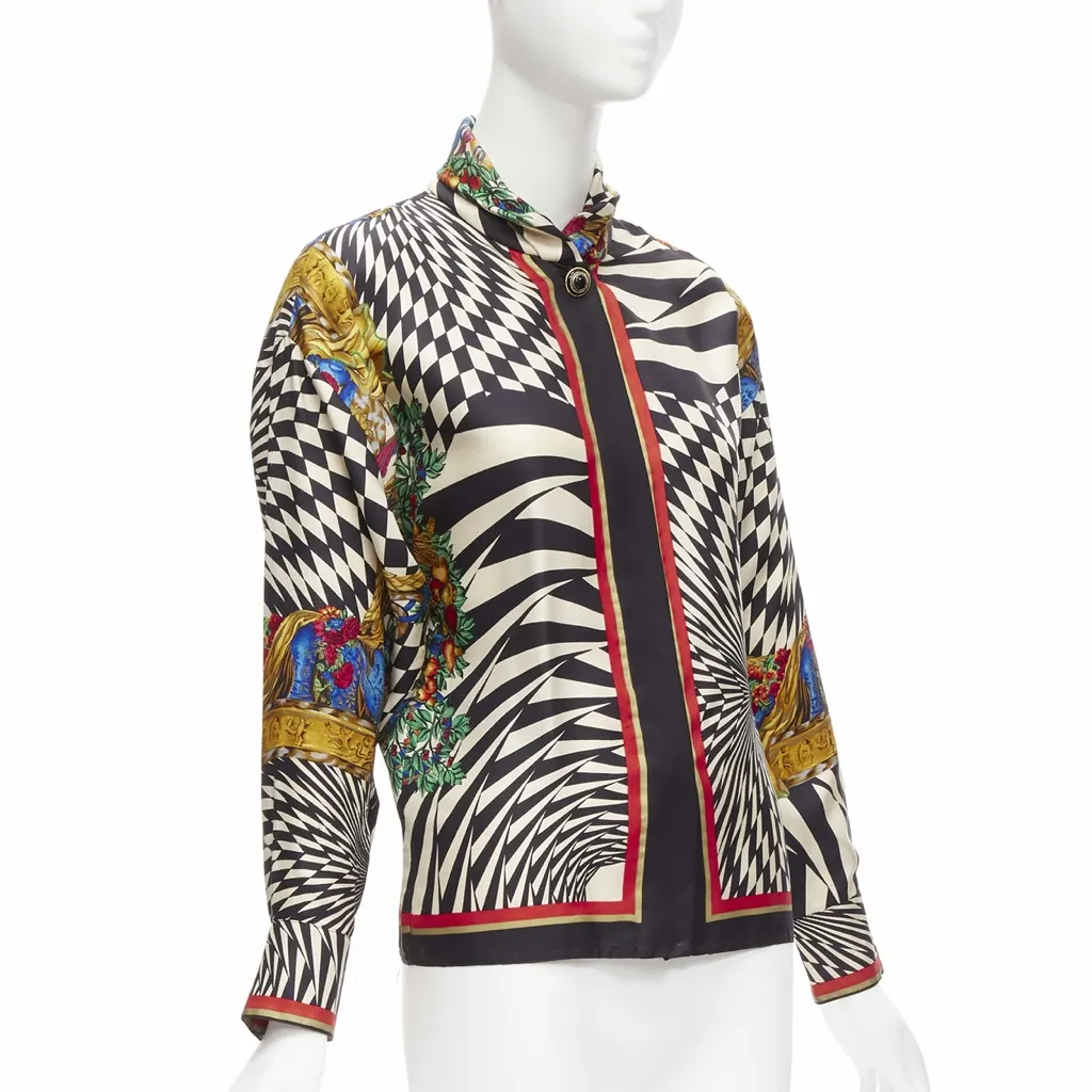 Gianni Versace Graphic Collar Shirt MultiColor Silk Fair - Inside View