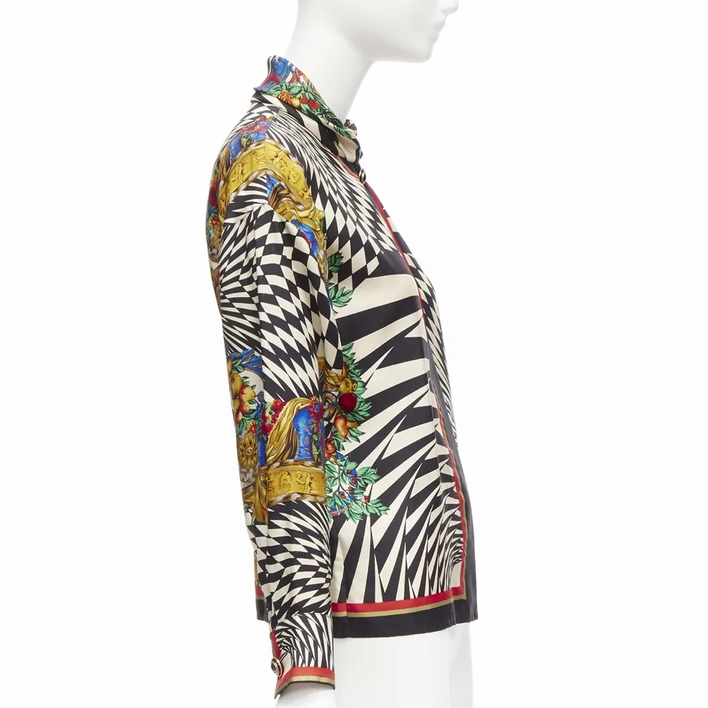 Gianni Versace Graphic Collar Shirt MultiColor Silk Fair - Model View