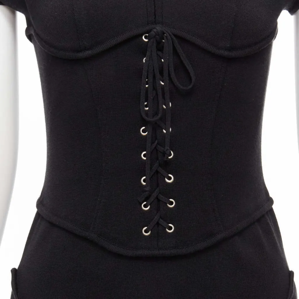 Thierry Mugler Jersey Corset Dress Black Good - Back View
