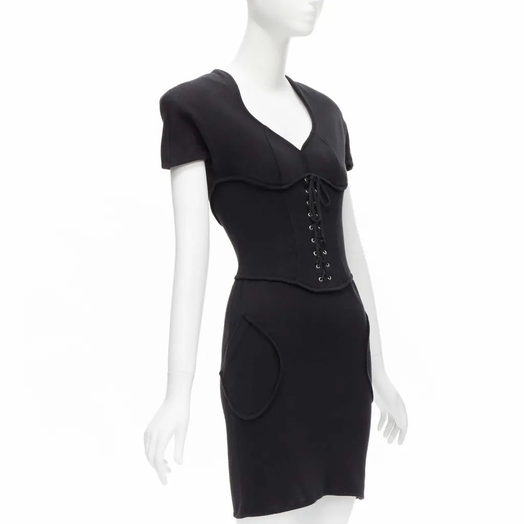 Thierry Mugler Jersey Corset Dress Black Good - Inside View