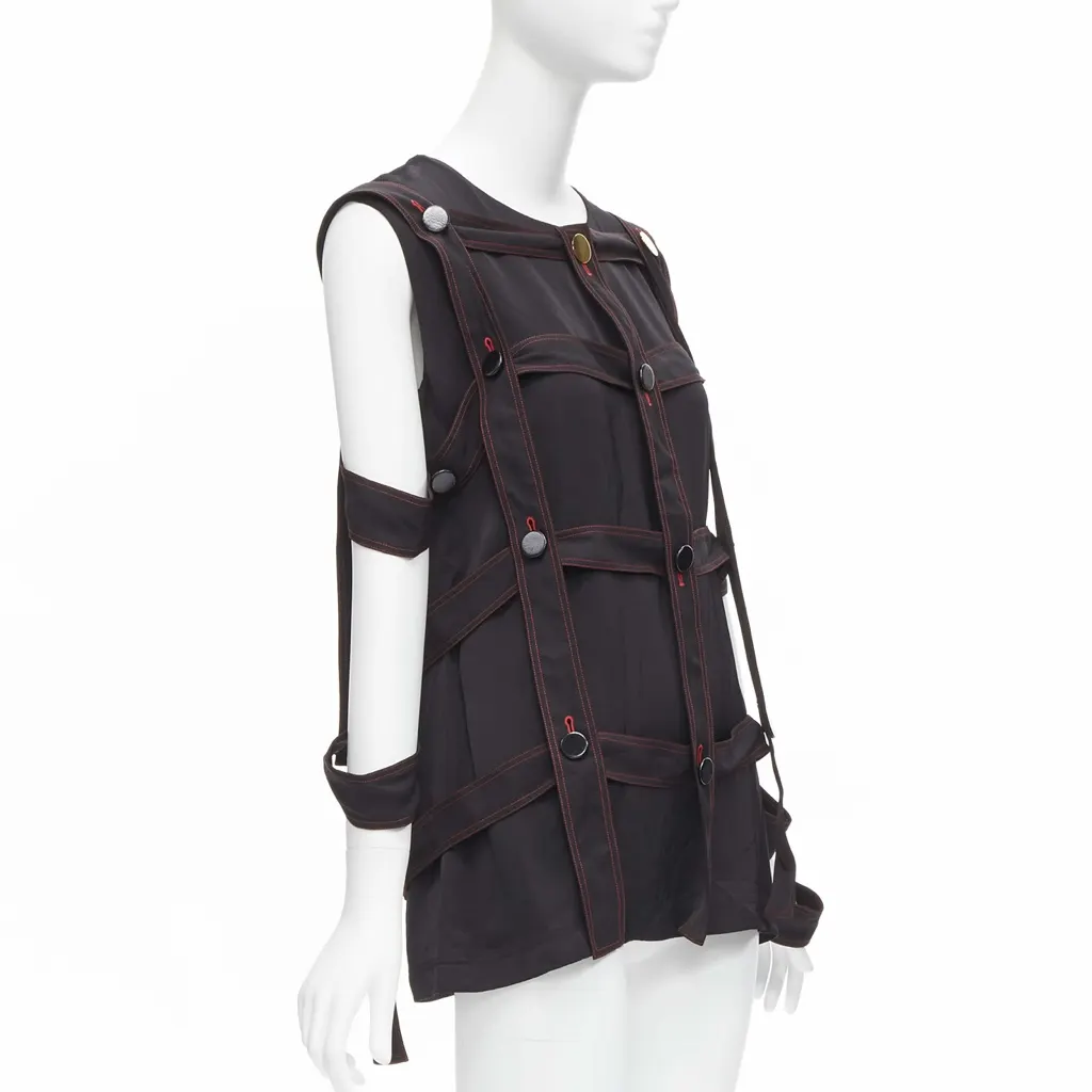 Celine Grid Harness Top Black Viscose Very good - Inside View