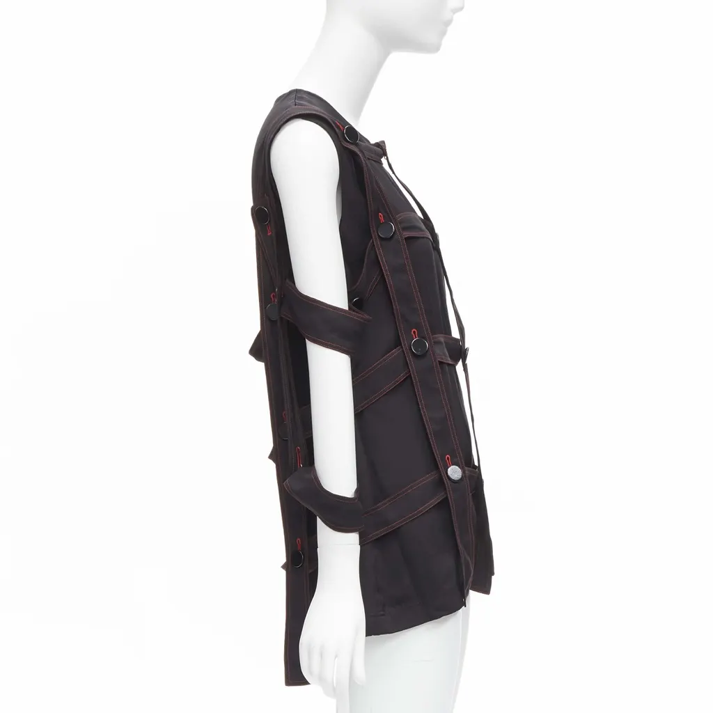Celine Grid Harness Top Black Viscose Very good - Model View