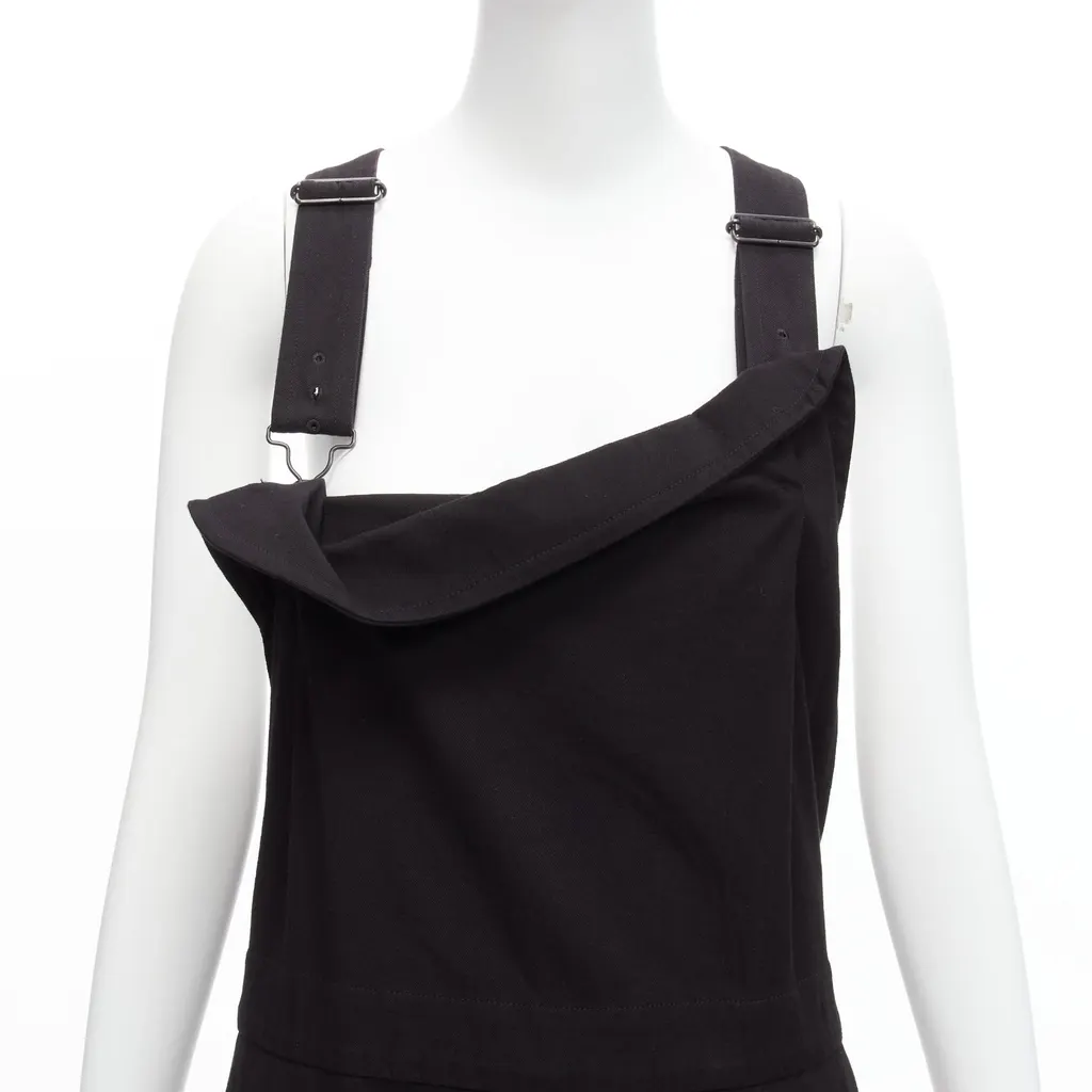Yohji Yamamoto Button Drop Dungaree Black Cotton Good - Back View