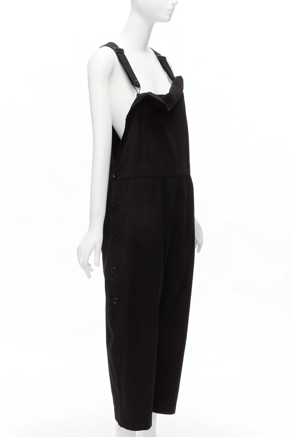 Yohji Yamamoto Button Drop Dungaree Black Cotton Good - Inside View