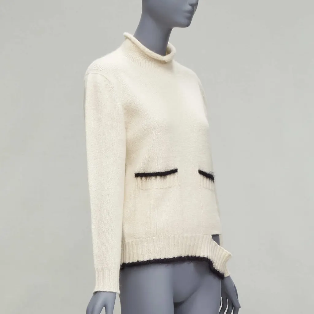 Celine Cutout Turtleneck Sweater Ecru Cashmere Never worn - Inside View