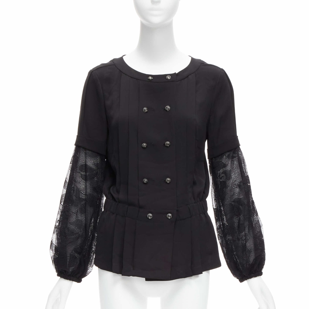 Chanel Floral Lace Pleated Jacket
