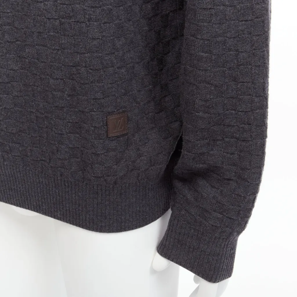 Louis Vuitton Checks Patch Sweater Grey Wool Never worn - Back View