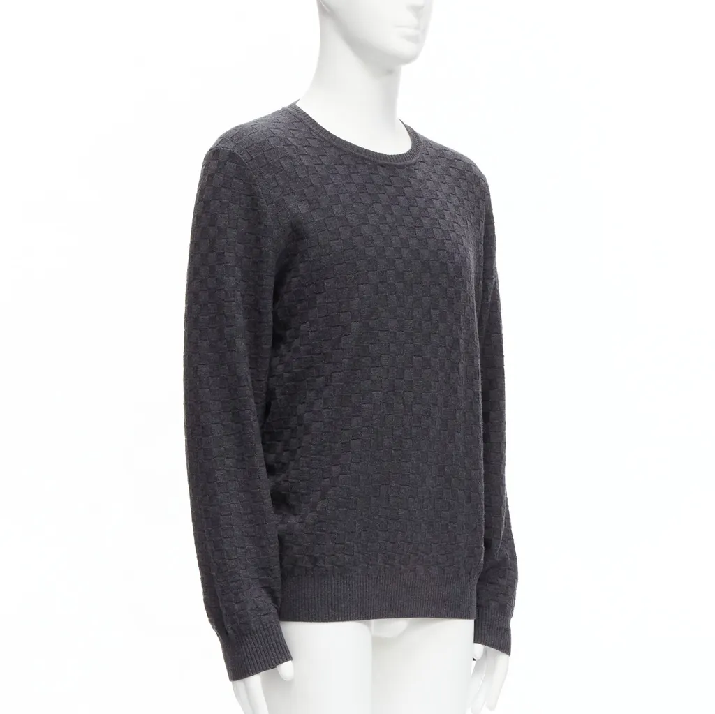 Louis Vuitton Checks Patch Sweater Grey Wool Never worn - Inside View