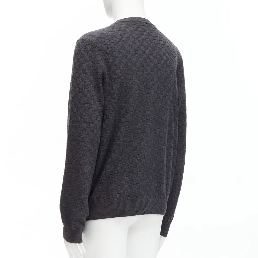 Louis Vuitton Checks Patch Sweater Grey Wool Never worn - Box View
