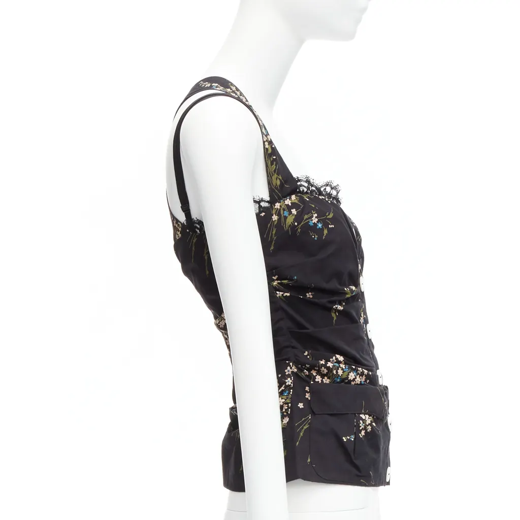Dolce & Gabbana Floral Lace Corset Black Cotton Never worn - Model View
