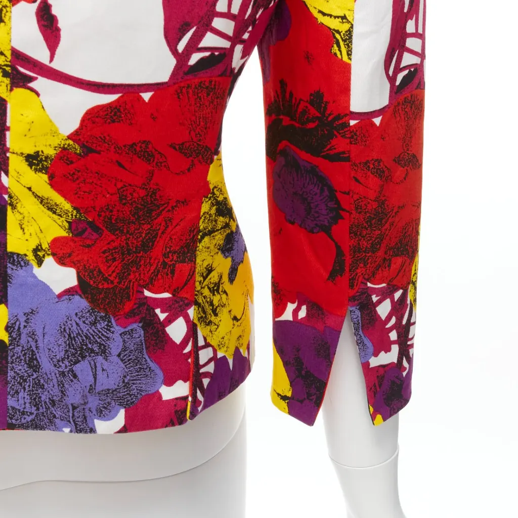 Gianni Versace Rose Print Cropped Jacket Red Cotton Never worn - Back View