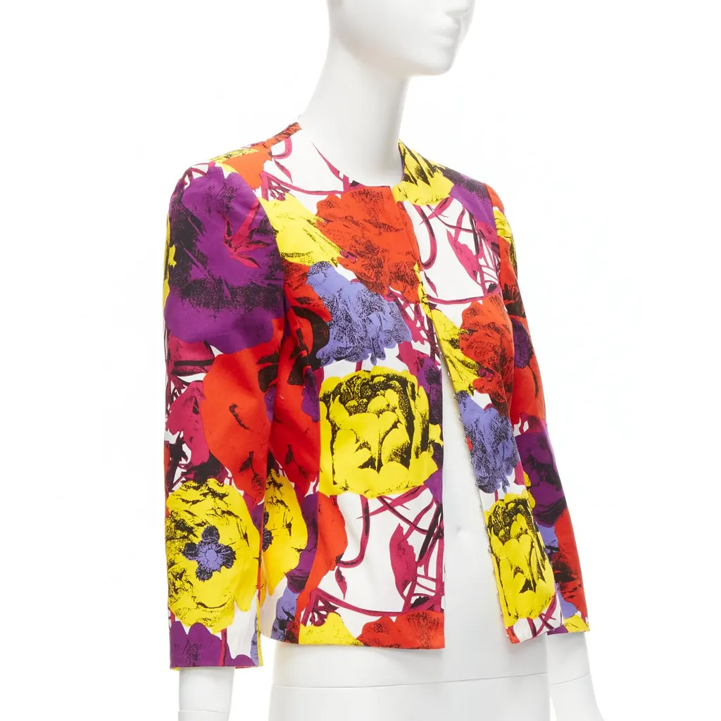 Gianni Versace Rose Print Cropped Jacket Red Cotton Never worn - Model View