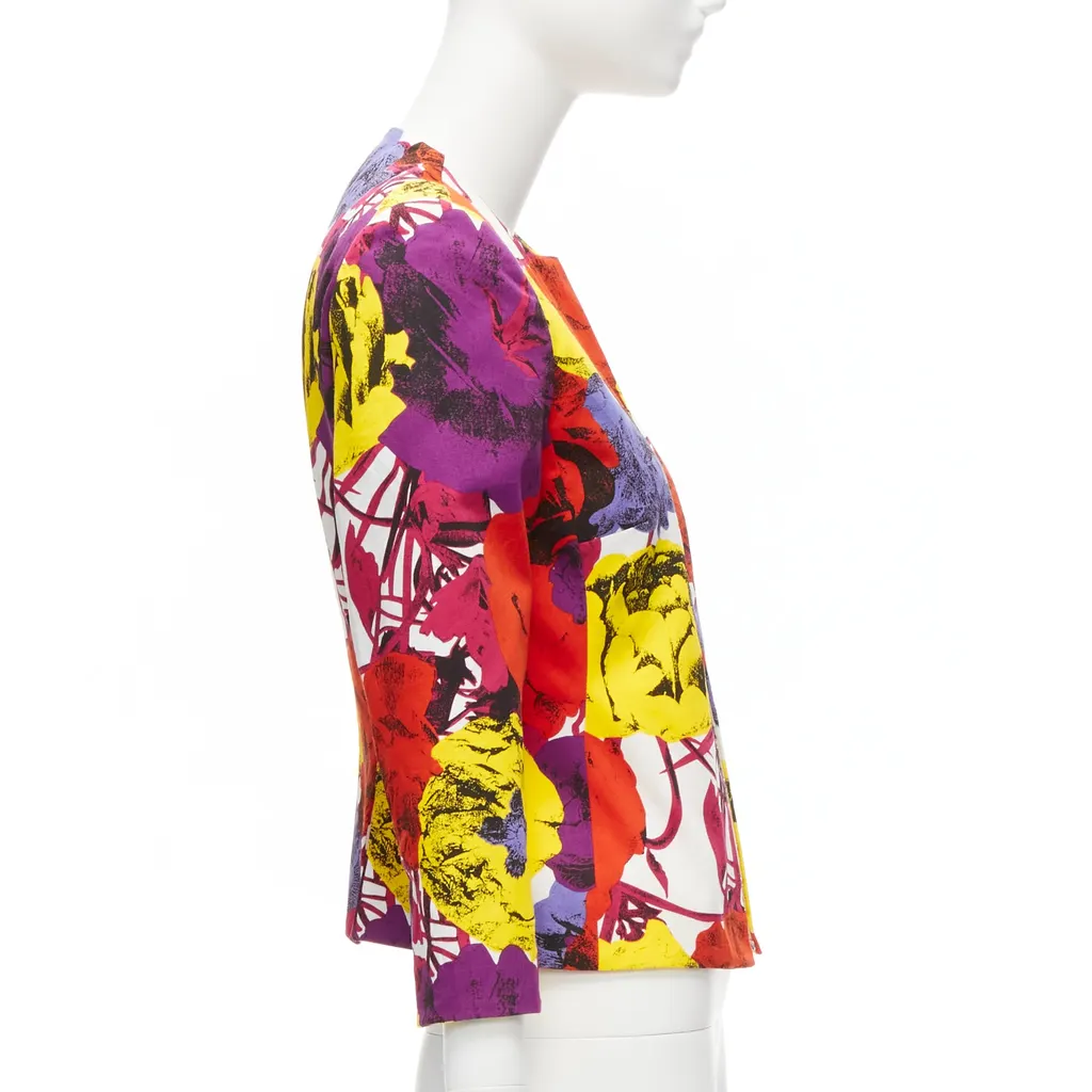 Gianni Versace Rose Print Cropped Jacket Red Cotton Never worn - Box View