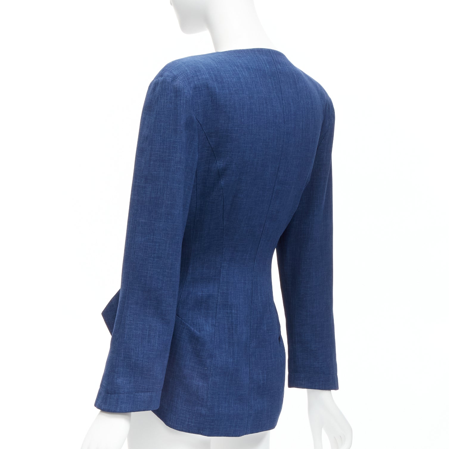 Thierry Mugler Blue Drape Collar Blazer - Detail 1