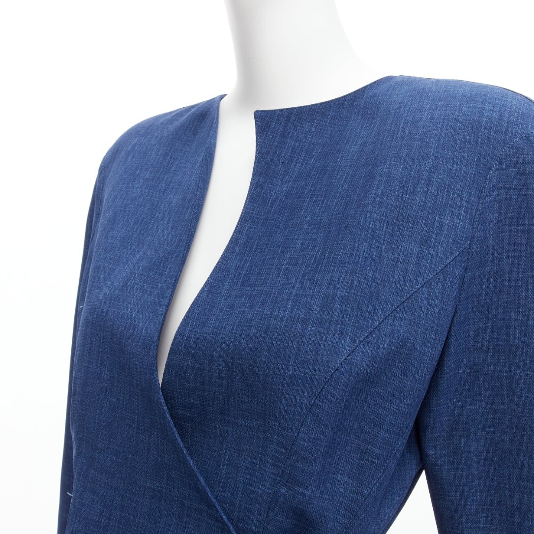 Thierry Mugler Blue Drape Collar Blazer - Detail 2